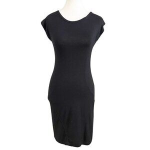 LNA BLACK CAP SLEEVE STRETCH JERSEY BODYCON DRESS - S